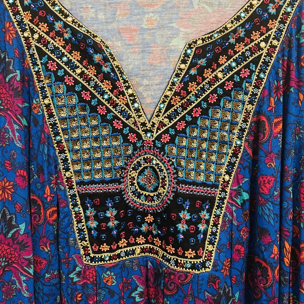 Soft Surroundings Tamuri Beaded Tunic Size 2X Boho Coastal Hippie Resortwear - Picture 6 of 16
